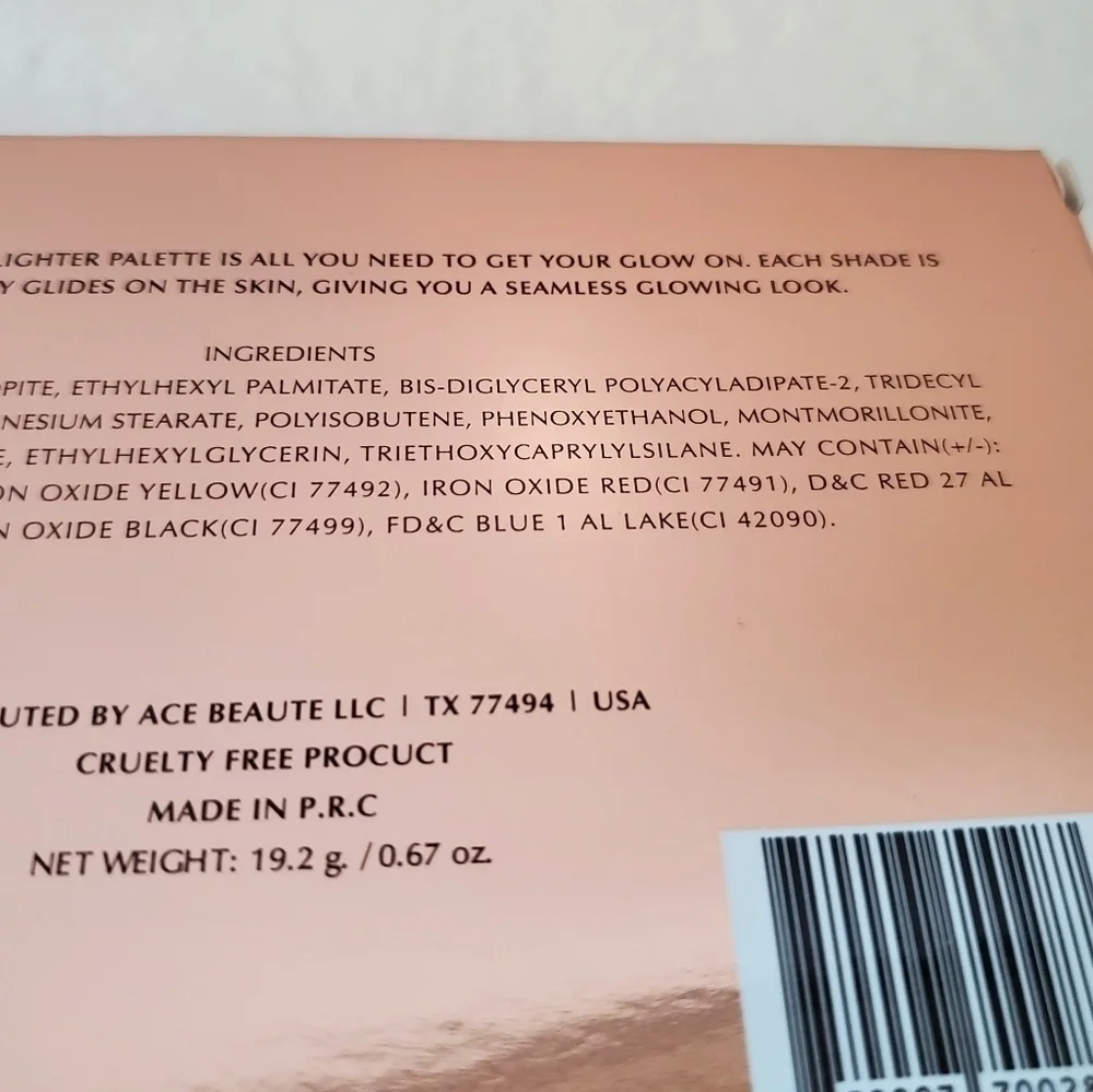 𝅺NIB Ace Beaute Glow Essentials Shimmer Highlighter Palette